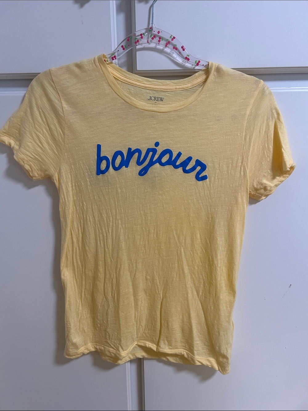 J. Crew Factory Yellow 'bonjour' Collectors Tee XS